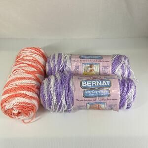 NWT Bernat Pink Purple White Baby Coordinates Sweet Stripes Yarn